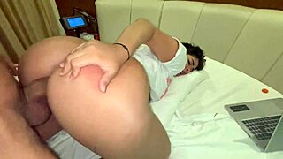 filmed pounding latina four ways creampie floods her pussy