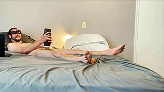 check out my small waist stroking this vibrating monster cock toy sucking deep