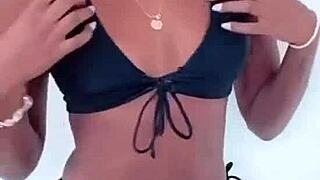 closer club views of boutinela's black bikini tease