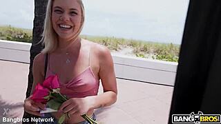 kelsey sucks bbc deep before creampie on shaved pussy