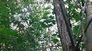 Girlfriends masturbate publicly in forest undetected