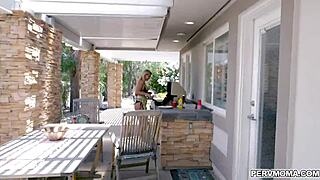 Whoa, blonde stepmom's eyeing those monster hotdogs for her deepthroat skills! 🍆💦