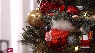 Aliska Dark! Skinny Redhead's Shaved Ass Takes Christmas Monster Cock Anal!