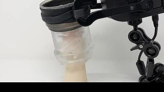 Fleshlight sex toy demo teases with rubjoy robot insertion