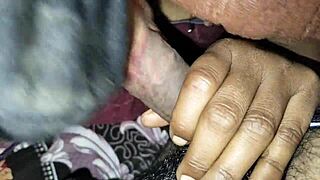 Indian college couple sneaks off for secret licking party sex