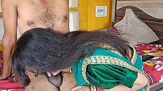 Green Sari Bhabhi Chudai Pounds Her Tight Desi Pussy!