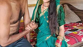 Green Sari Bhabhi Chudai Pounds Her Tight Desi Pussy!