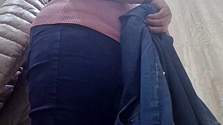 nicoletta's seductive curves burst from tight jeans in store she loves showing off her exaggerated 40-year-old figure