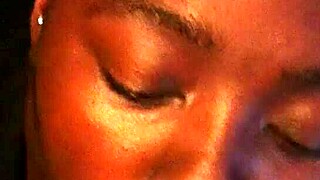 Ebony cocksucker scene delivers black babe's deep blowjob skills