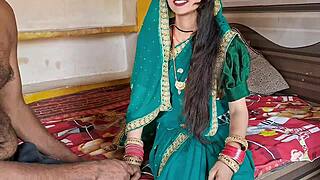 Green Sari Bhabhi Chudai Pounds Her Tight Desi Pussy!