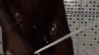 homemade solo guy jerks monster cock in quick shower