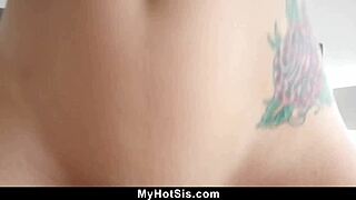 stepsister lies about cum but sucks and rides bro's cock again