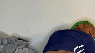 Skinny black teen humps pillow humping huge pussy lips post-gym