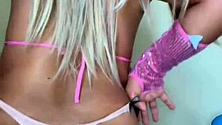 Tasty transsexual tits flash throbbing cock