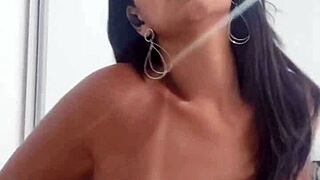 mature latina milf flashes lingerie online making him cum hard part 2