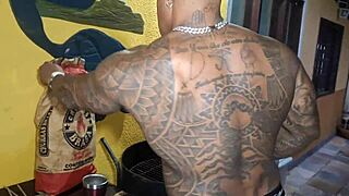 Hung Black Stud Rims Tattooed Brazilian Milf's Big Ass