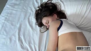 watch my sexy petite neighbor go wild as that monster cock stretches her tight 18+ pussy