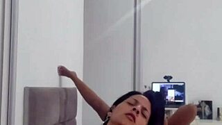 mature latina milf flashes lingerie online making him cum hard part 2