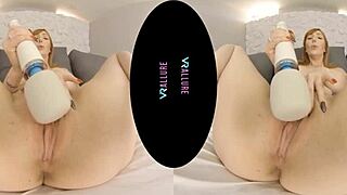 Hey check out vrallure redhead milf vibing her shaved pussy with toys