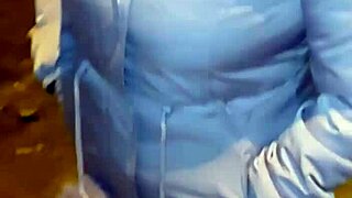 Chubby mature whore with huge ass in red thong accepts street fuck proposals from stranger