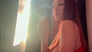 italian milf artemisia love smokes cig teases huge tits solo sexy show