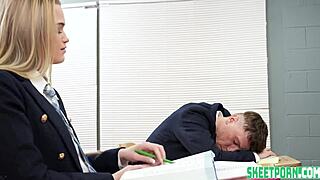 innocent teen chloe rose tempts her student crush with deepthroat blowjob and cowgirl rides on big cock