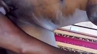 rextipy oils up melina's big natural black tits and tall skinny ass