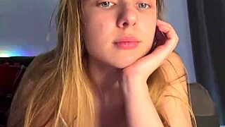 blonde teen 18+ webcam fingers wet pussy while playing natural big tits closeup