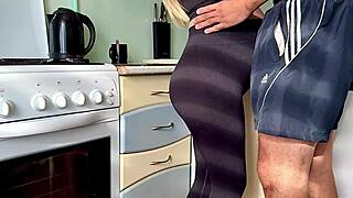 Surprise kitchen fuck with busty pregnant milf