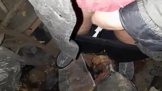 brunette beavers finger each other secretly in hut