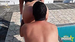 brazilian latina pool babe meets friend's usa uncle dj jump for full cock plunge