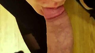 fit brunette neighbor moans slow blowjob to monster cock then standing doggy