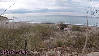 French teacher secretly blows stranger on nude beach?