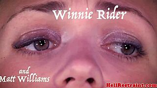 Gagged sub choking on deepthroat in bound heels session?