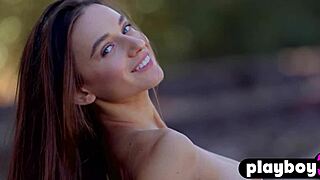 Petite Milf Gloria Sol Strips Poses Naked Outdoor for Playboy