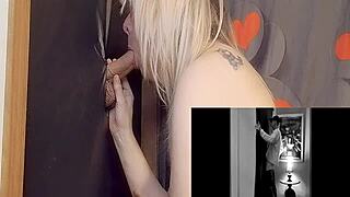 whoa, sucking that monster cock at gloryhole deep!