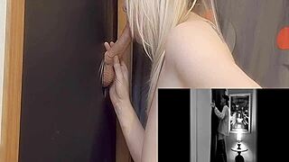 whoa, sucking that monster cock at gloryhole deep!