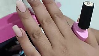 Jerking off while wife does her nails