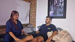 big ass nurse slurps licks patient's cock before riding