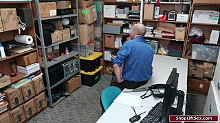 Petite ebony shoplifter caught and pounded hard