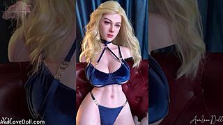 horny lubby blonde babe with huge tits shows off lingerie body