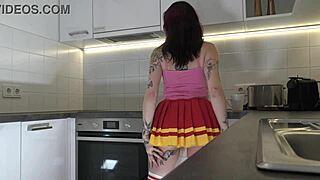 see my see-through panties cheerleader? kitchen tease got you hard?