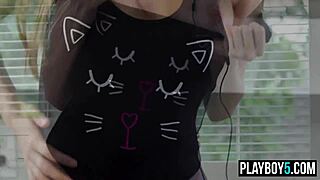 Gorgeous 18+ Teen Model Strips Big Natural Tits For Playboy