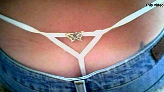 milf wife flashes thong panties pussy ass for hot cumshot tribute