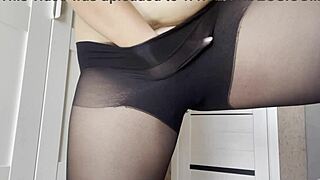 step sister teases big tits ass thru see-thru pantyhose no panties