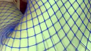 curly amateur slut fucks wildly in stockings!