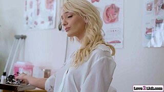 two stepmoms and doctor dive into blonde patient's shaved cunt!