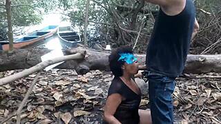 took my wife to fuck strangers in the woods halloween slut fest 🌲😈