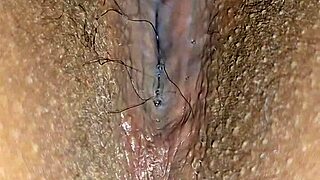 hey watch this exotic milf housewife moan as hubby films her hairy wet pussy creampie interracial fun up close