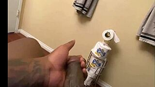 stroking my huge bbc til pre-cum drips everywhere